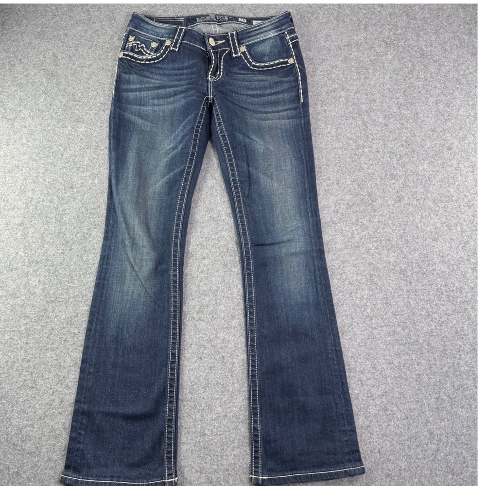 Miss Me Sunny Boot Dark Wash Contrast Thick Stitch Jeans JPD1015-5L Size 28